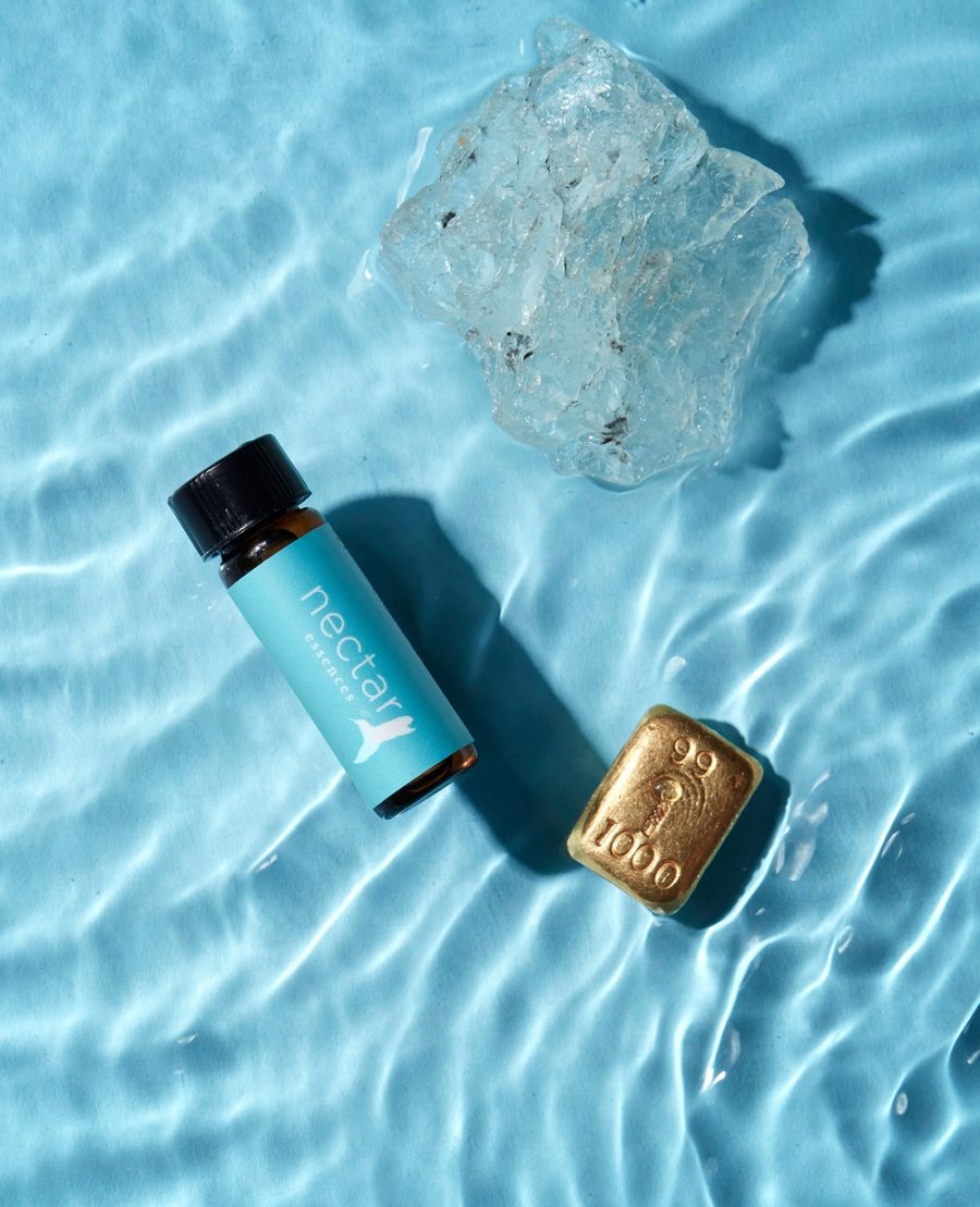 Calm+ Aromatherapy | Golden Milk Nectar Essences bottle with gemstone-infused formula for relaxation and emotional balance